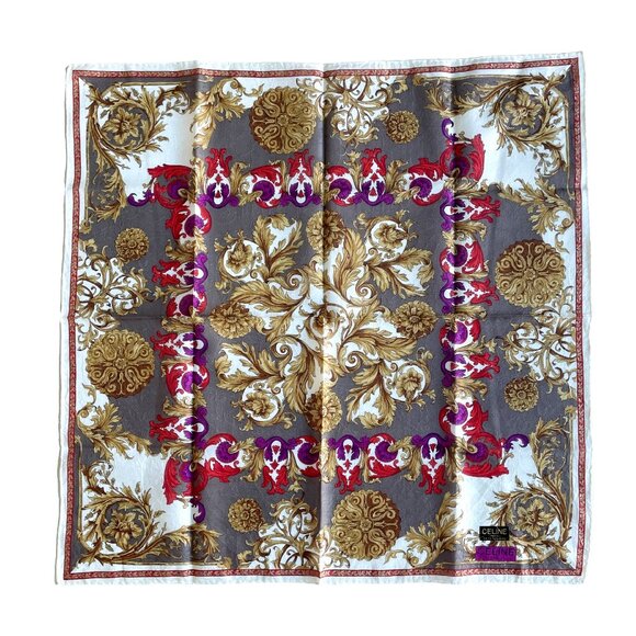 CELINE Paris Cotton Scarf – Baroque Floral Design - Picture 1 of 10